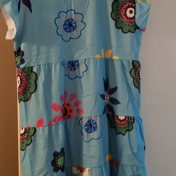 Floral Blue Boho Dress - Picture 2 of 5